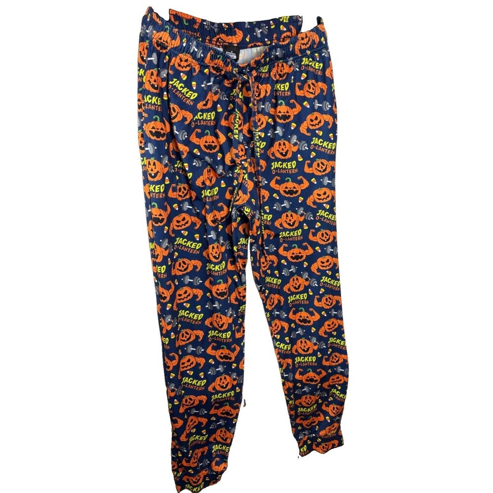 Main and Local Men’s M Halloween Pajama Pants Jacked O Lantern Pumpkin Gym